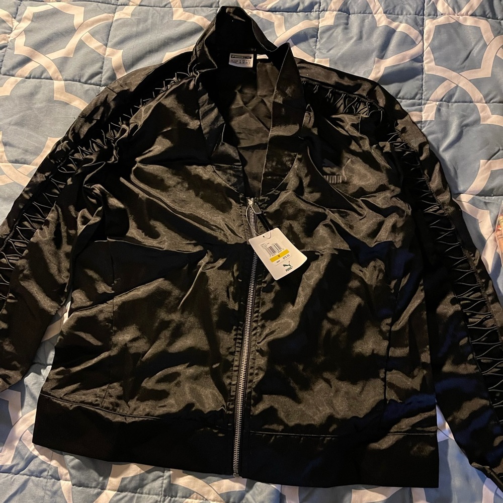 Black satin ladies puma jacket size medium